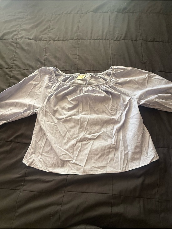 Maeve Tops - Maeve Light Blue Peasant Blouse with Scoop Neck